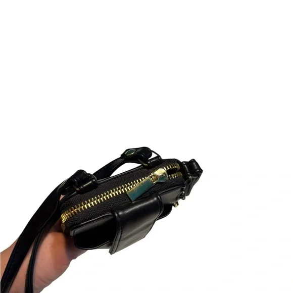 Classic Black Crossbody Phone Bag with Gold Accent - Picture 4 of 7